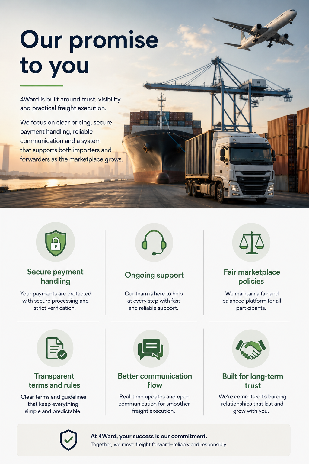 Support and secure freight booking