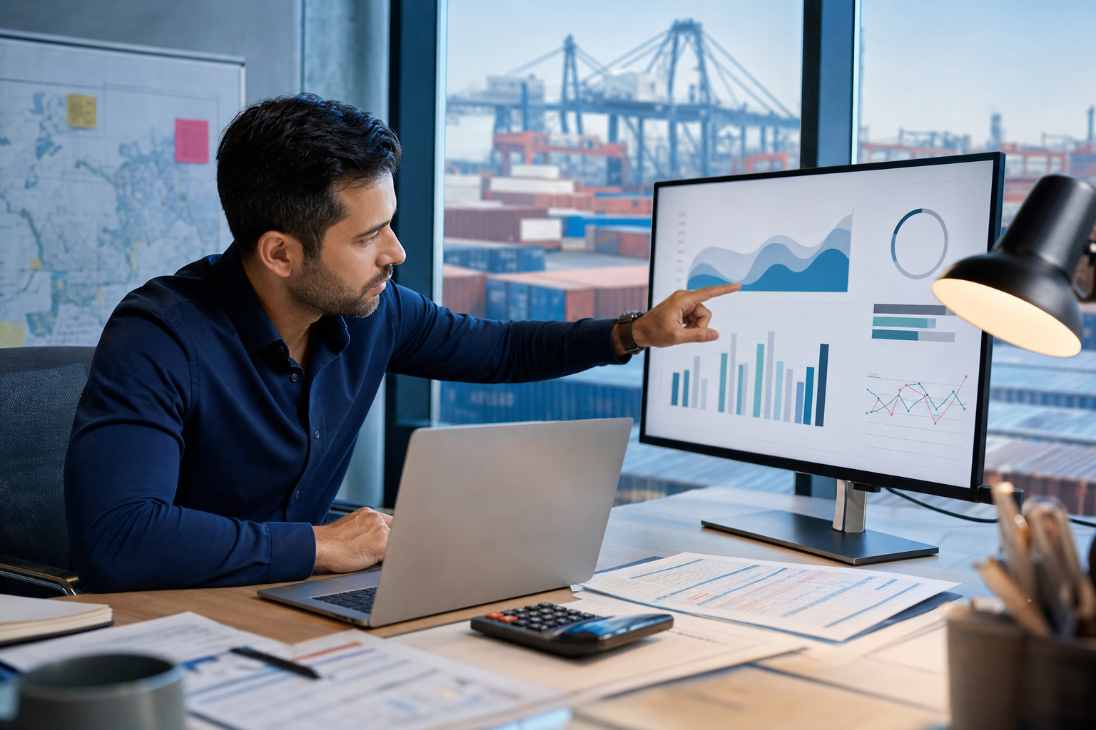 Freight analyst reviewing dynamic pricing