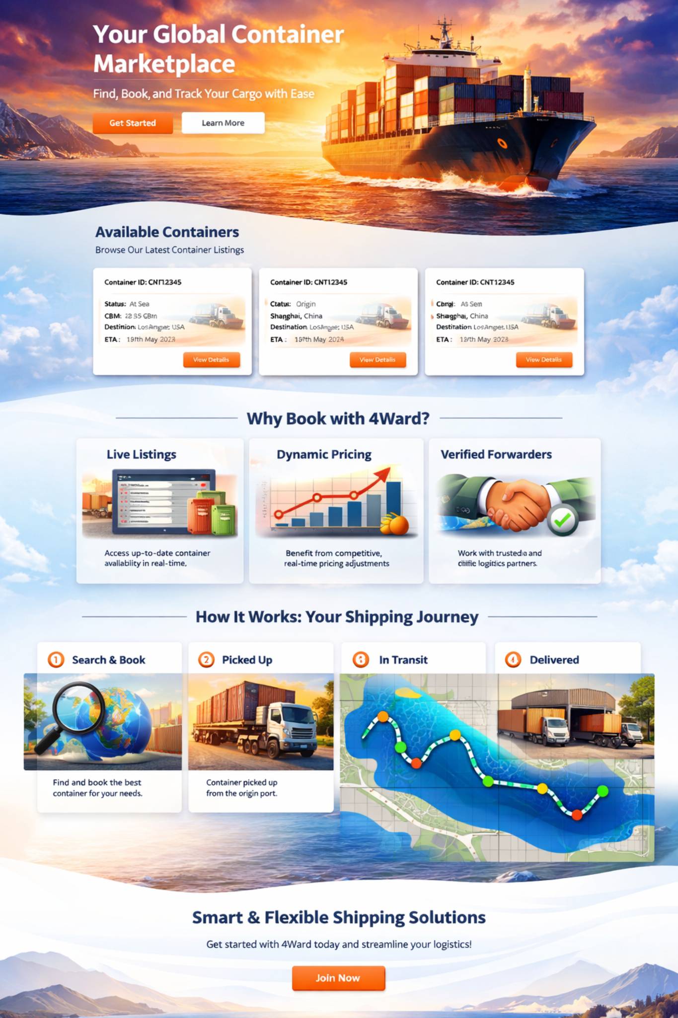 Illustration of online container listings